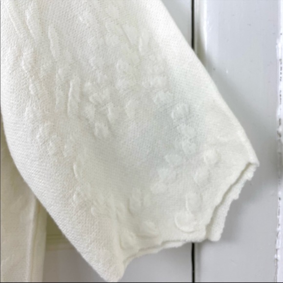 J.O.A. Los Angeles Pointed Hem Embroidered Cream Sweater - Picture 7 of 11